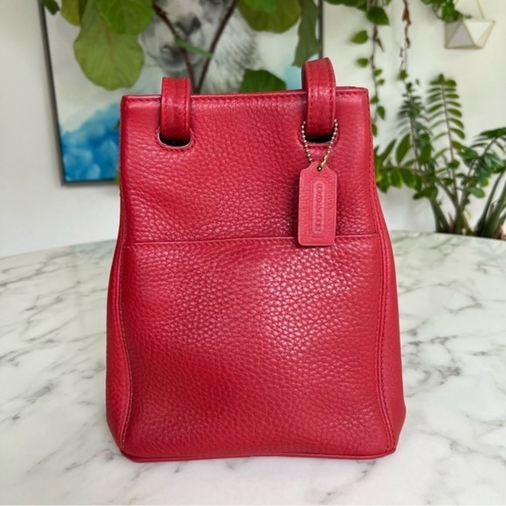 COACH Vintage Sonoma Drawstring Natural Grain Leather Shoulder Bag 4923 Red USA